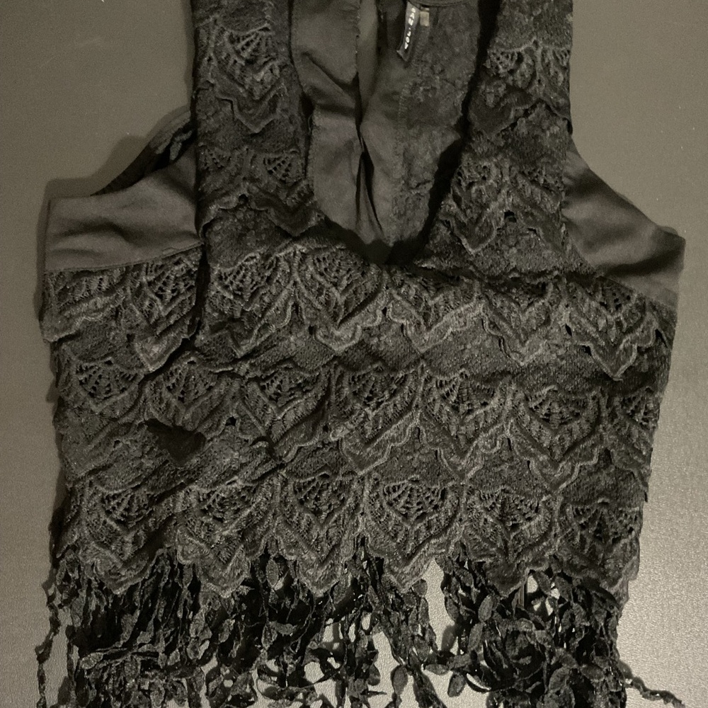 San Joy Black Lace Detail Top